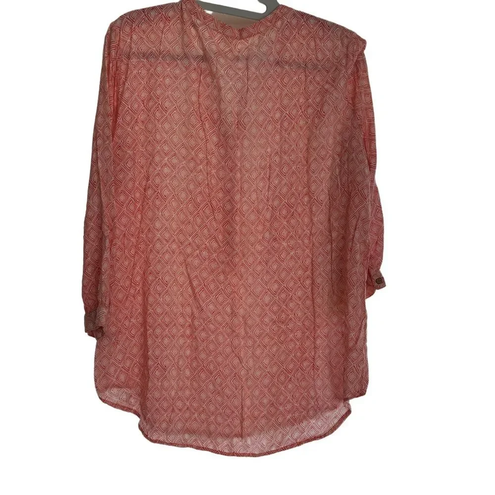Grand & Greene V-Neck and ButtonTunic Size Large Orange and White EUC